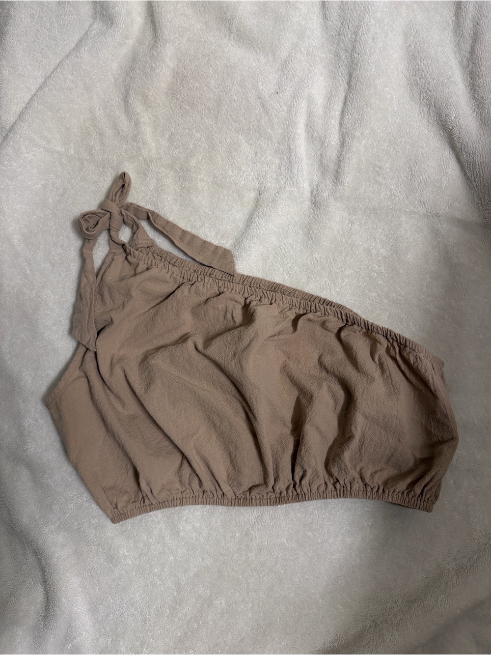 Miss Selfridge One-Shoulder Bandeau Top in Taupe